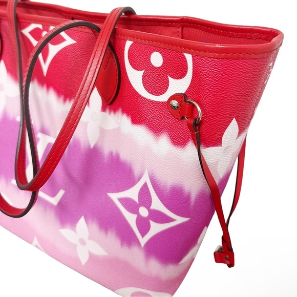 Louis Vuitton Escale Neverfull MM M45127 Rouge Red Pink Watercolor Monogram Tote - Picture 6 of 11